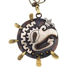 Maya Mexico Oversize Eagle Necklace Handmade